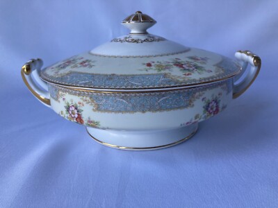 Noritake um 1947-52 seltene blaue Morgenrötenmuster, DECKELTRINE. andere Artikel verfügbar