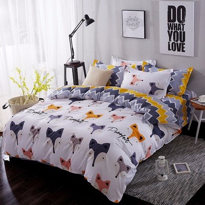 Pillowcases Flat Sheet Twin Cute Fox Style Kids Duvet Cover