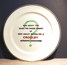 Vintage 1950s Crosley Dishwasher Advertising Plate 22K Gold Homer Laughlin China