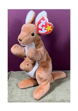 1996 VTG TY BEANIE BABY KANGAROO NAMED "POUCH" MAMA  BABY PLUSH/STUFFED ANIMAL