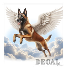 Belgian Malinois Angel Clouds Vinyl Decal Sticker Indoor Outdoor 4 Sizes