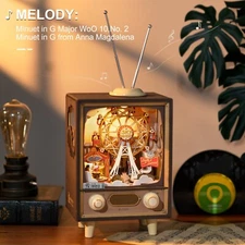 Rolife Sunset Carnival Music Boxes with Light 3D Puzzle Mini Dollhouse Xmas Gift