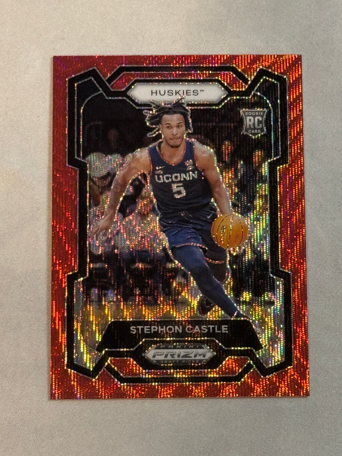2024 Panini Prizm Draft Picks Red Wave Stephon Castle Rookie RC #17 UCONN