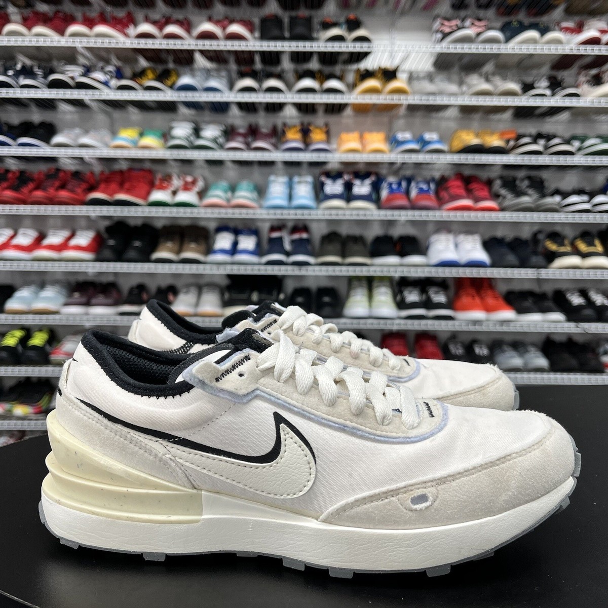 nike waffle one white black