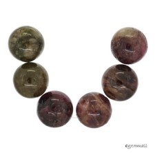 6 Large Natural Mixed Green & Pink Tourmaline Round Beads 18mm #84083