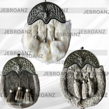 Scottish Stag Head Cantle Kilt Sporran Celtic Design Free Leather Belt Chain