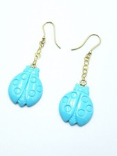 Orecchini pendenti Turchese In Argento 925 Placcato In ORO GIALLO Dorati