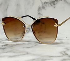 Oversized Sunglasses Lady Shades Luxury Gold Frame Eye Glasses Cat Fancy Trendy