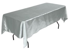 Tektrum 60 X 102 inch Rectangular Silky Satin Tablecloth -Party Banquet Silver 