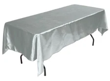 Tektrum 60 X 84 inch Rectangular Silky Satin Tablecloth -Party Banquet (Silver)
