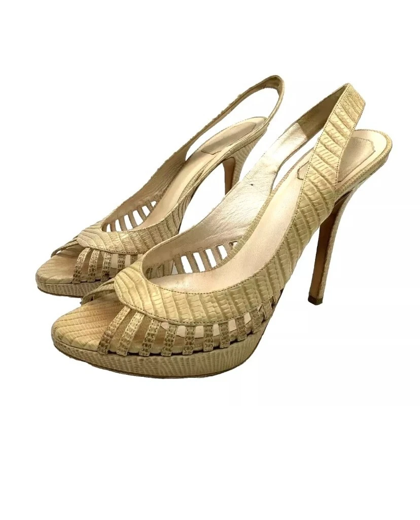 Authentique escarpin femme Christian Dior Italie beige talons taille 39 US 8,5