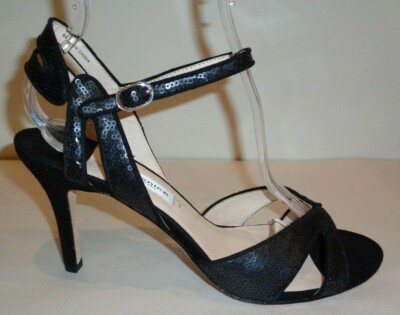La Fenice Venezia Size 10 JEN Black Suede Sequin Heeled Sandals New Womens Shoes