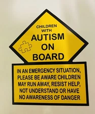 Children With Autism On Board Awareness car sticker Vinyl decal 5 year quality