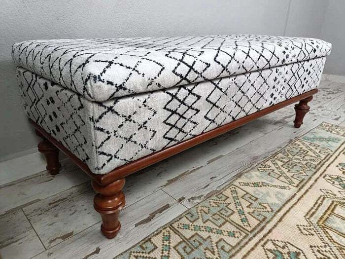 Handmade ottoman bench, Upholstered bench, Bedroom bench, Storage ottoman - Image 4 of 4