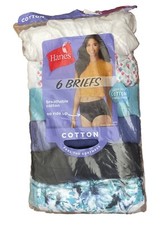 Hanes 100 Cotton Ladies 6-Pack Tagless Briefs Size 10