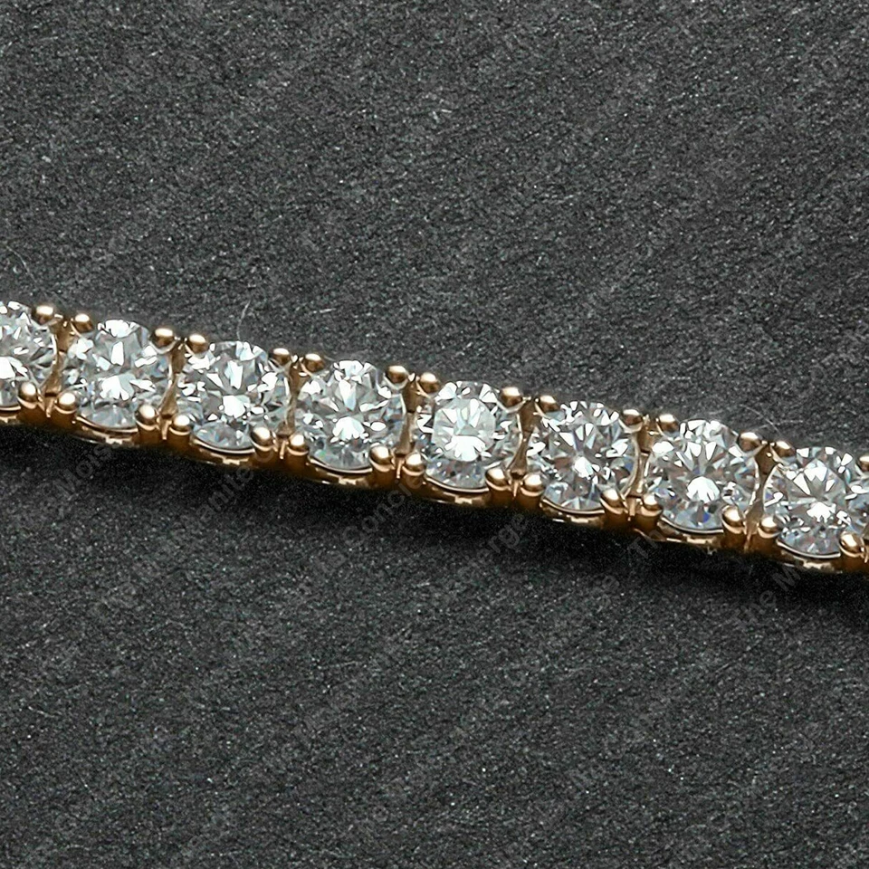 PULSERA DE TENIS MOISSANITA 7.0 TCW CORTE REDONDO BLANCA ENCHAPADA EN ORO ROSA 14K Foto 4 de 4