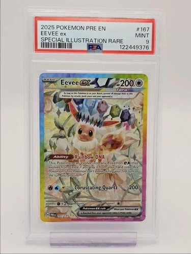 EEVEE EX 2025 POKEMON PRISMATIC SPECIAL ILLUSTRATION RARE 167/131 PSA 9 Q6600