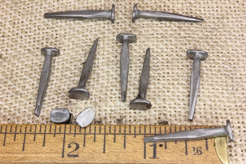 1” inch Square NAILS 10 lot antique box vintage look large round flat head BRAD