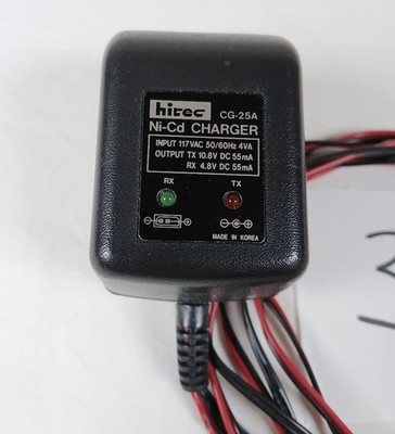 HITEC CG-25A CHARGER RX TX FOR RC TESTED WORKING RED WIRE ISSUE READ DESC. #3
