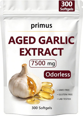 primus Aged Garlic, Odorless Garlic Supplement, 300 Softgels, Plant-Based Formul