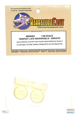 BARBR48403 1:48 BarracudaCast Hawker Tempest Late Main Wheels Smooth (EDU kit)