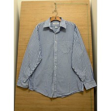 Brooks Brothers Mens Blue White Gingham Check Cotton Button Down Shirt 16-34/35