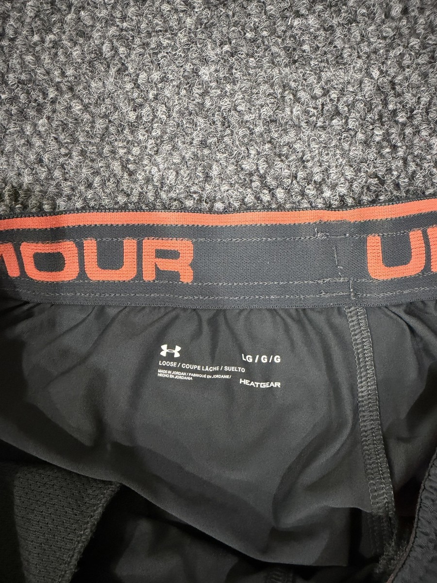 Under Armour Basketball Shorts Mens Large Gray Orange 11 Inch
