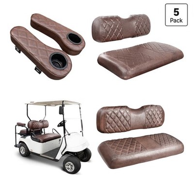 Golf Cart Seat Covers Brown Quilted 8438 Fit EZGO TXT 1994-2013/EZGO RXV
