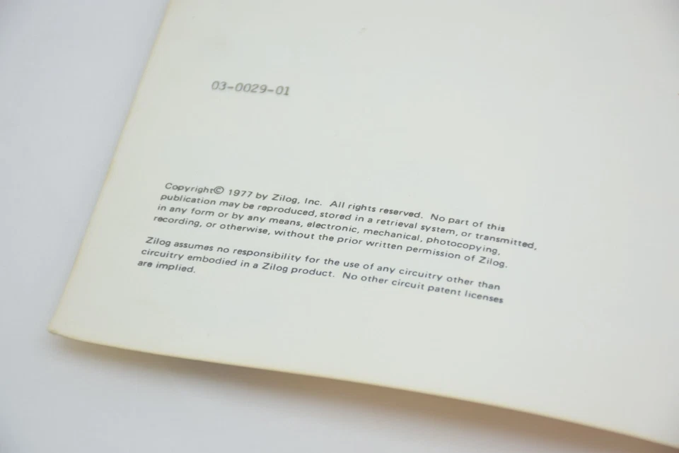 Vintage Zilog Z80-CPU Technical Manual Sept 1978 - Image 4 of 4