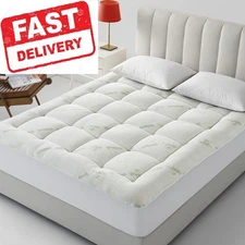 Premium Extra Thick Bamboo Mattress Pad Queen Size Mattress Topper for Back Pain