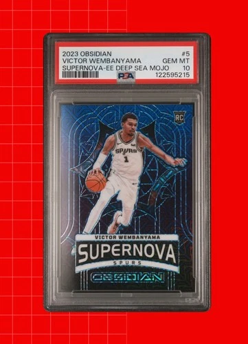 2023 Panini Obsidian Basketball Electric Etch Deep Sea Mojo Victor Wembanyama #5 PSA 9