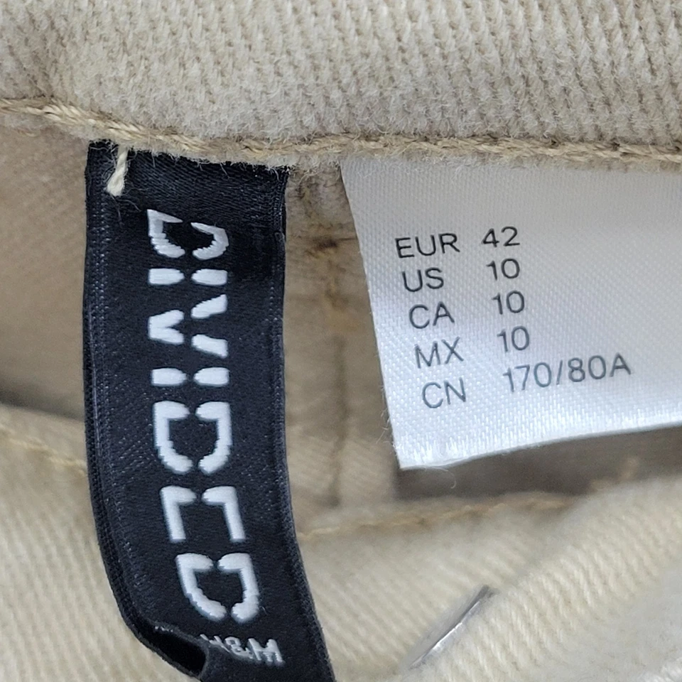 H&M Divided Women's Jeans Trousers Beige Tan Size 42 UK 14 Straight Wide Leg - Image 4 of 4