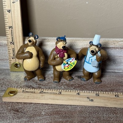 Masha and The Bear Figures LOT of 3 Party Toys Dolls Gift Cake Toppers