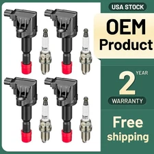 4 Pack For 2007-2008 Honda Fit 1.5L L4 Ignition Coils and Spark Plugs UF581