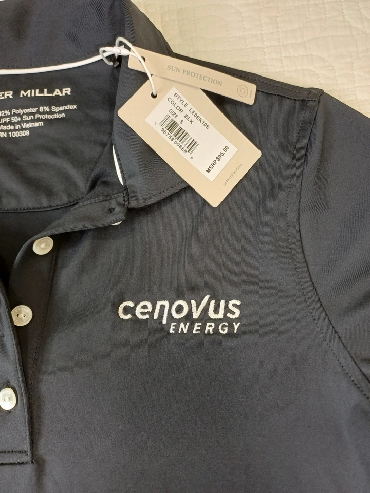 NWT PETER MILLAR Women’s Black Performance Polo Small Spf 50 Logo  - Image 4 of 4