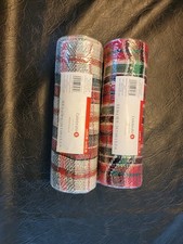 2 Rolls Decorative Mesh Ribbon 9.5"x18' Plaid Red Green White Black Christmas