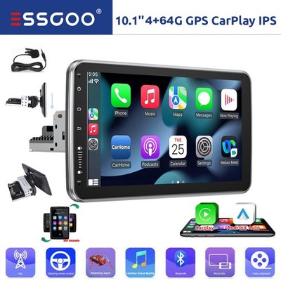 1 DIN 10'' Rotatable Screen Car Stereo Carplay GPS NAV RDS Wifi 4+64G Android 14