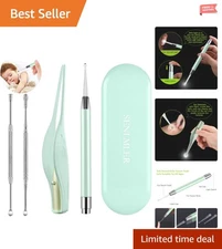 Elegant 4-Piece Ear Cleaning Kit with LED Spoons and Tweezers - Perfect Gift Set