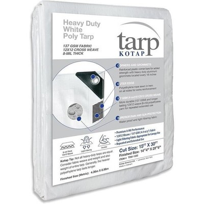 Heavy Duty Waterproof Tarp 15x30 Ft 8mil Multi-Use Covering