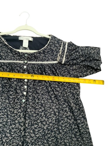Camisón Eileen West Talla Grande Negro Floral Algodón Pijama Abuela - Imagen 4 de 6