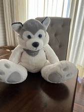 Gray White Husky Plush Stuffed Animal Washable