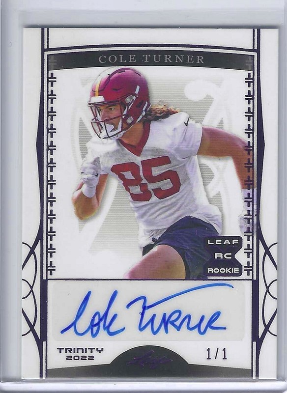 2022 Leaf Trinity Football Cole Turner Auto 1/1 "One of One" #BA-CT1 XRC