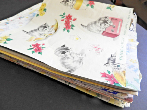 Vintage Wrapping Paper Lot Mixed Baby Graduation Floral Sheets Pieces Norcross