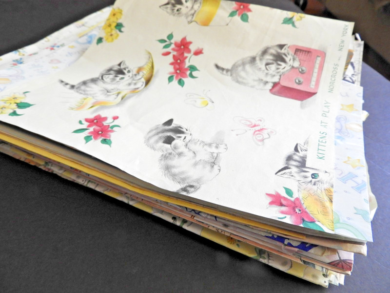 Vintage Wrapping Paper Lot Mixed Baby Graduation Floral Sheets Pieces Norcross