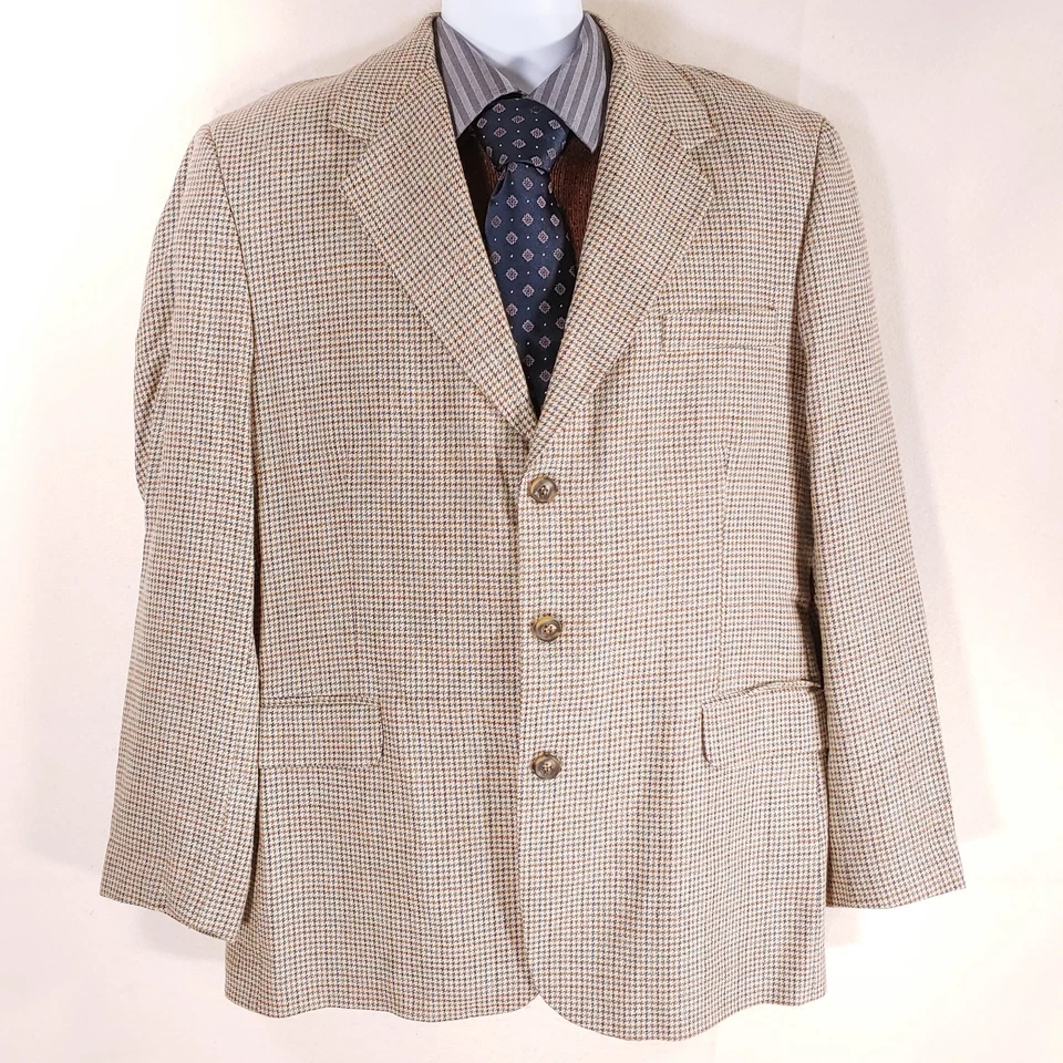 Винтажный Riggings Sport пальто мужской 42R шелк шерсти льна гончая коричневый блейзер 3 Bttn - Изображение 2 из 4