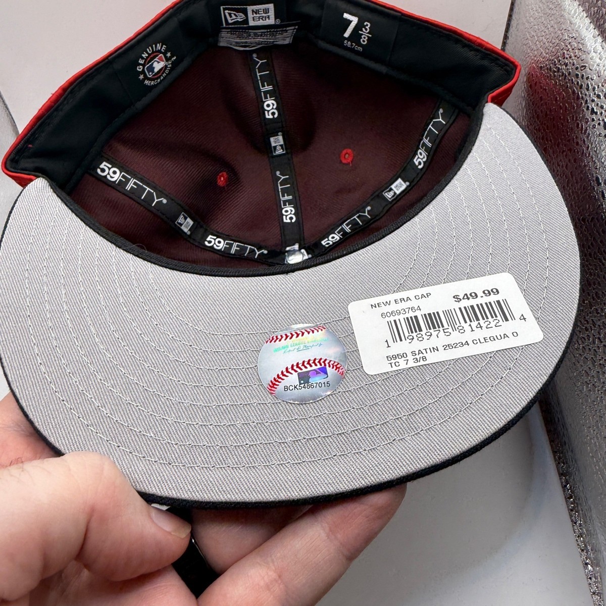 New Era 59FIFTY Cleveland Guardians Red Satin Fitted Hat 7 3/8 MLB