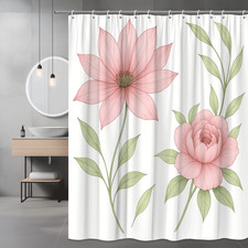 Charming Pink Floral Shower Curtain for Elegant Bathroom Decor