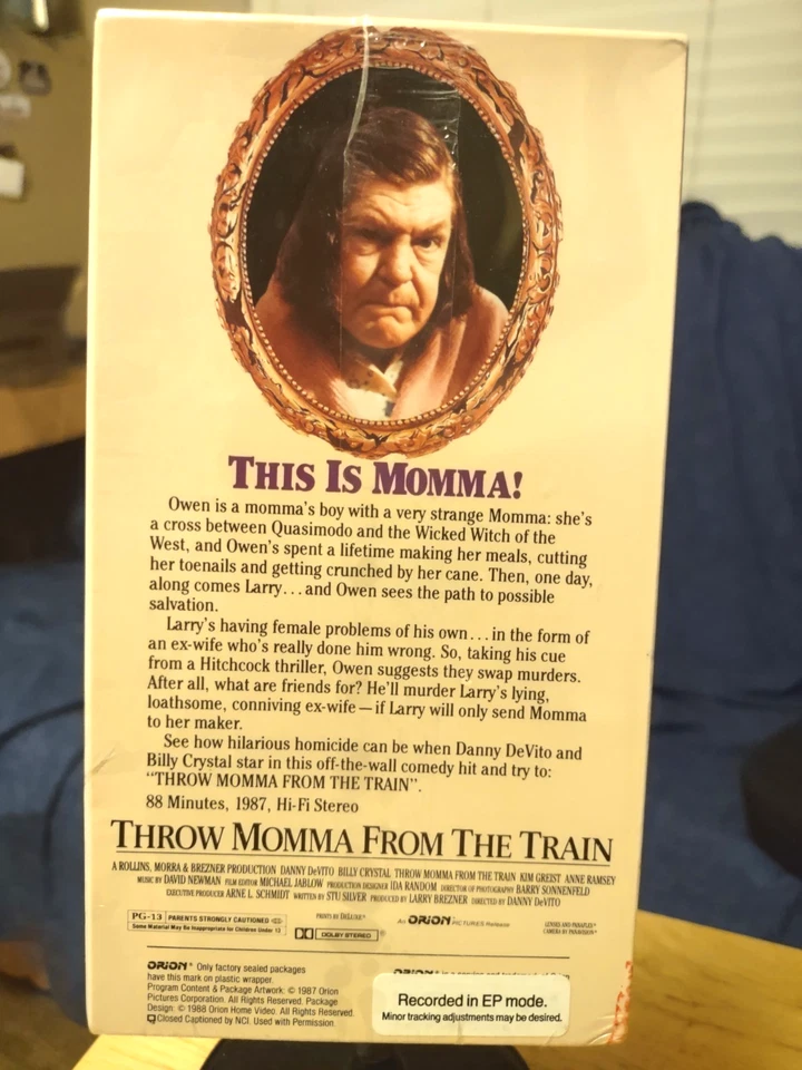 Throw Momma from the Train (VHS 1987 Orion) DeVito Crystal WATERMARK New Sealed - Image 2 of 4