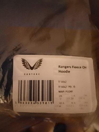 Authentic Castore Rangers FC Fleece Hoodie Adult Size 10 New IN Bag With Tags - Picture 2 of 7