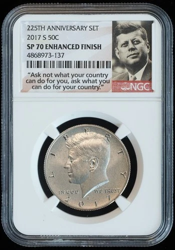 2017 S Kennedy Half 225th Anniversary Set SP 70 ENHANCED FINISH NGC